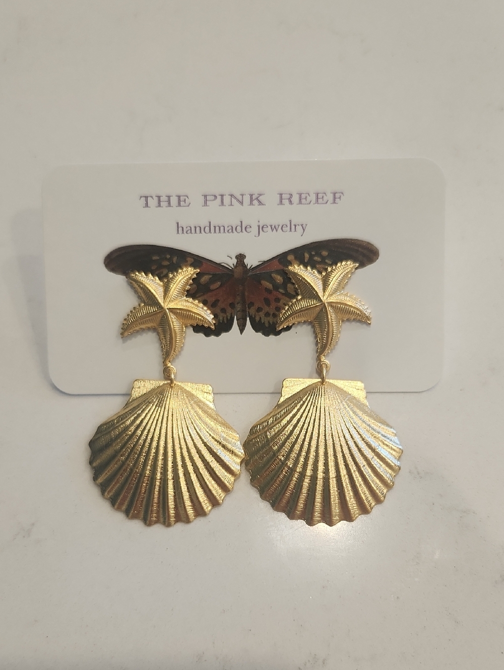 NWT - Gold Shell & Starfish Drop Earrings